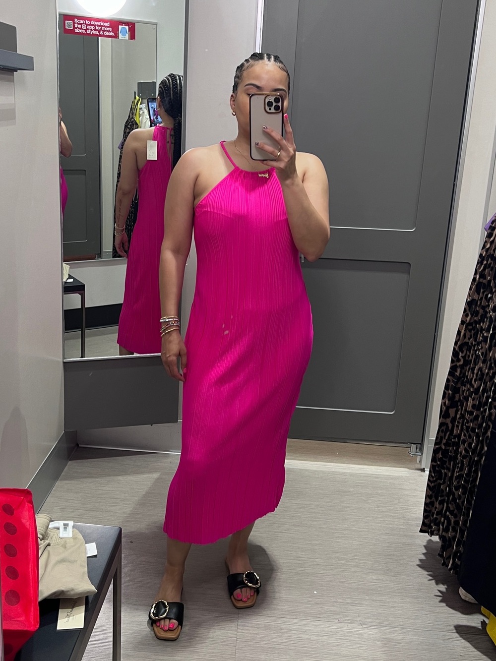 Vibrant Pink Midi Dress